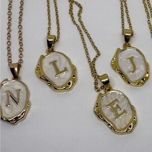 Gold Monogram Pendant Necklace with Filigree Design